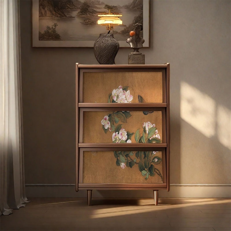Armoire décorative à trois portes en bois de pin