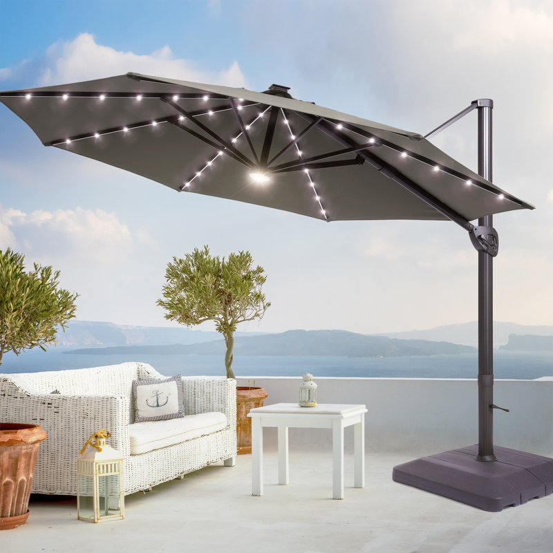 Parasol lumineux en porte-à-faux 11 pi Luna, Rubis