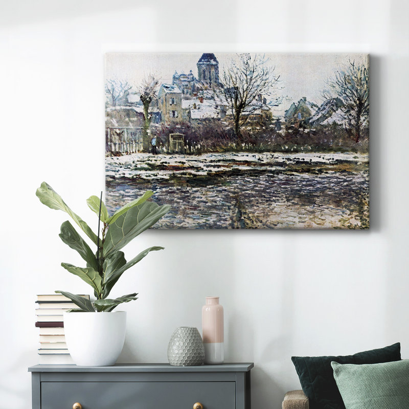 «Snow in Vetheuil» par Monet-Gallery, toile tendue, H 12 po x l 18 po