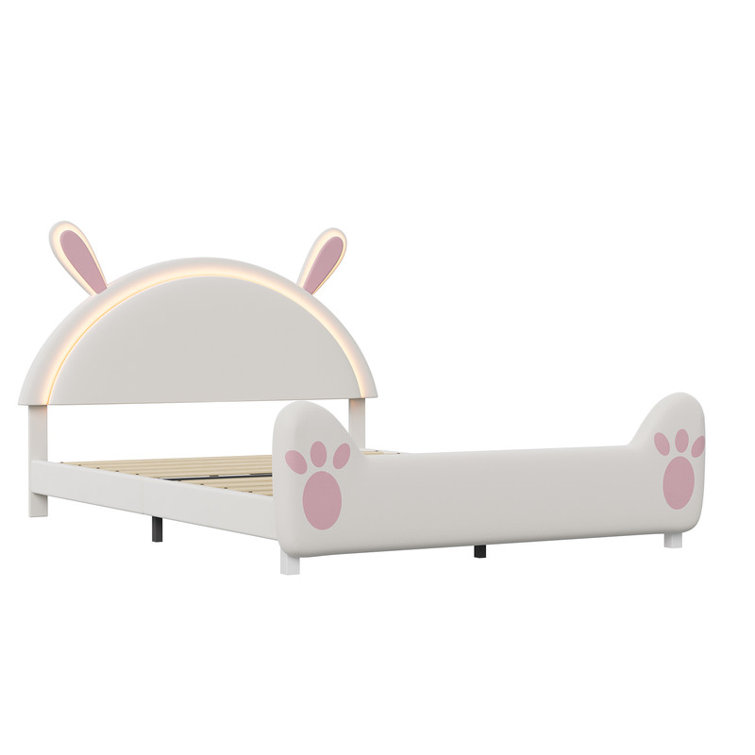 Cartoon Rabbit Children's Bed with LED Lights