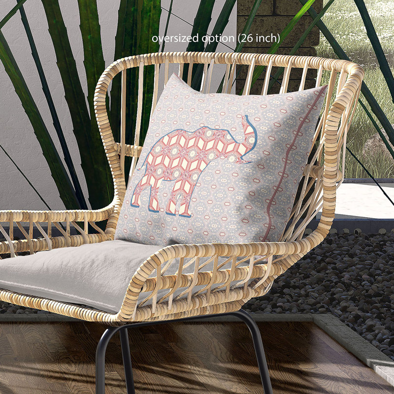  Housse et insert de coussin carré en polyester intérieur / extérieur, 16 po x 16 po, Gris / Beige / Bleu