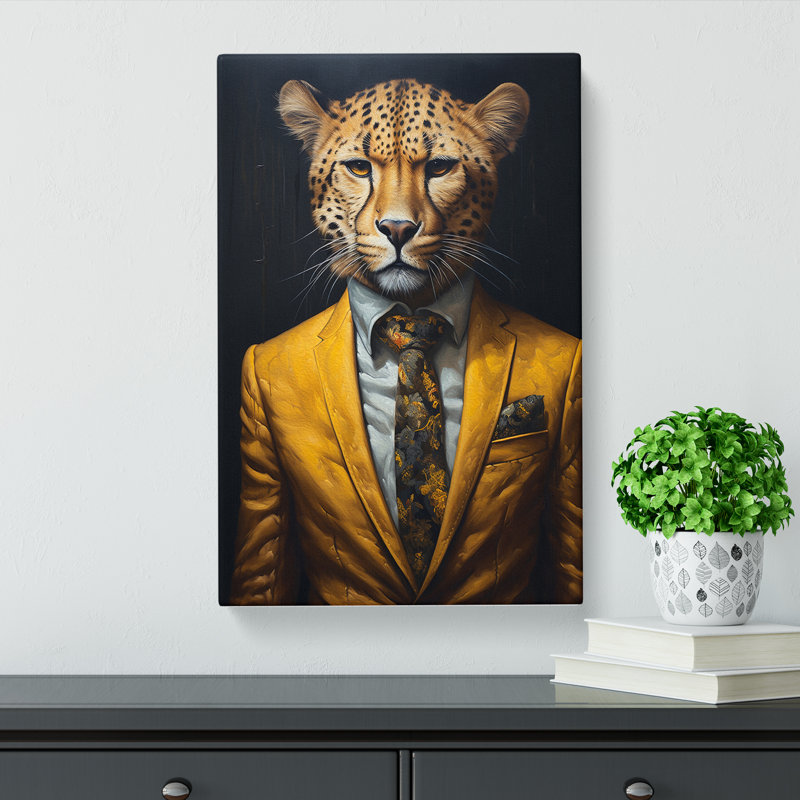 Cheetah In A Suit Painting No.2 - Print, 60cm H x 40cm W x 3cm D