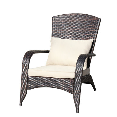 Beige Cushioned Patio Chair For Outdoor Use. Ergonomic And Spacious Design. Tall Curved , Wide . Pe + Steel . Water & . 250 Lbs Weight Limit. Assembly Required. Tools Supplied With Cushions. Modern ,