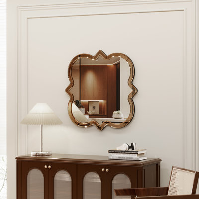 Miroir mural carré 24 po argenté pour la maison, le salon, la chambre à coucher