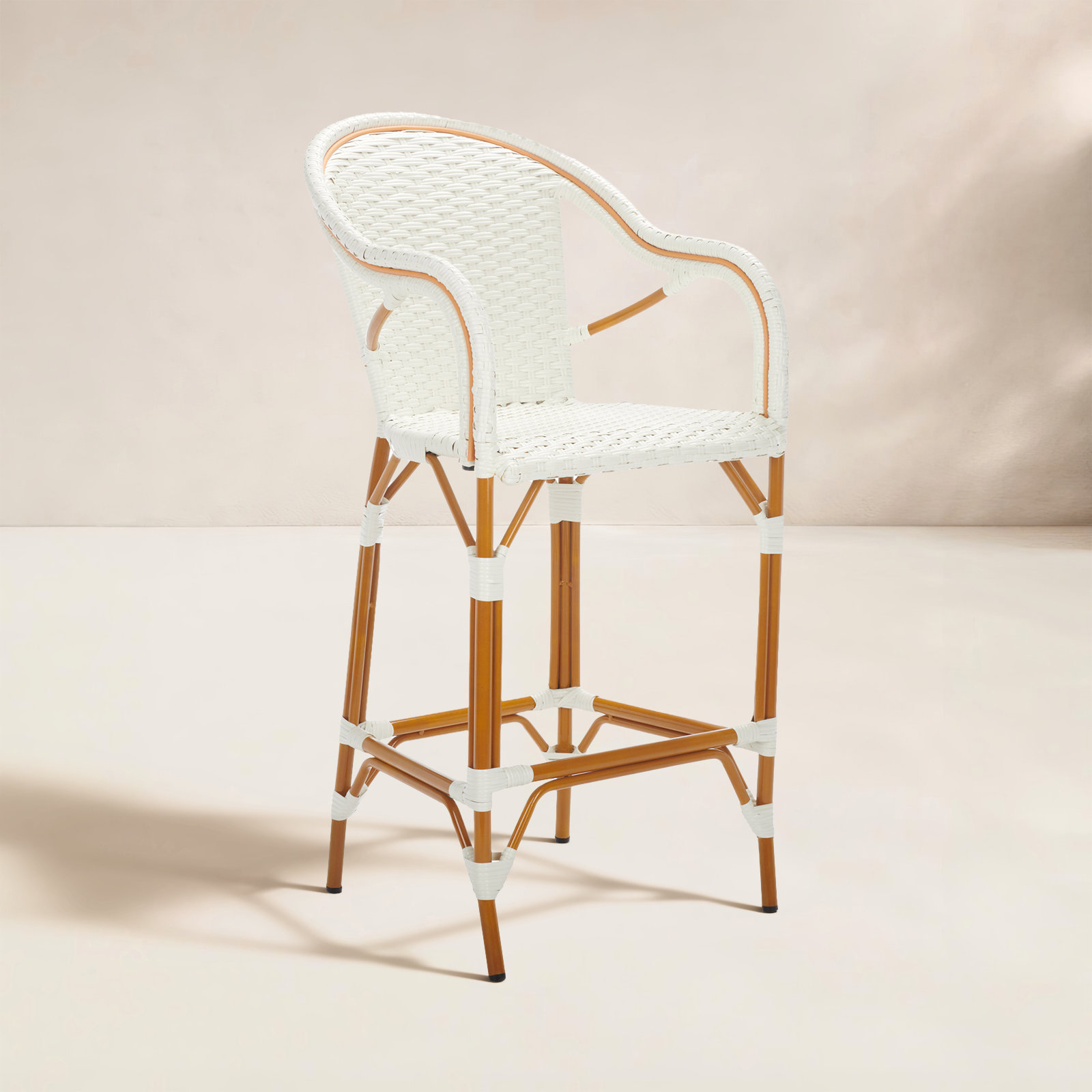 Popplewell 46.5'' Aluminum Outdoor Bar Stool, White