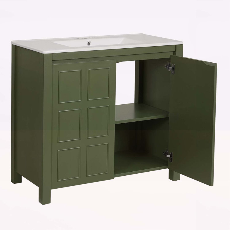 Exquisite Bathroom Cabinet with Sink for Stylish Storage, Olive Green