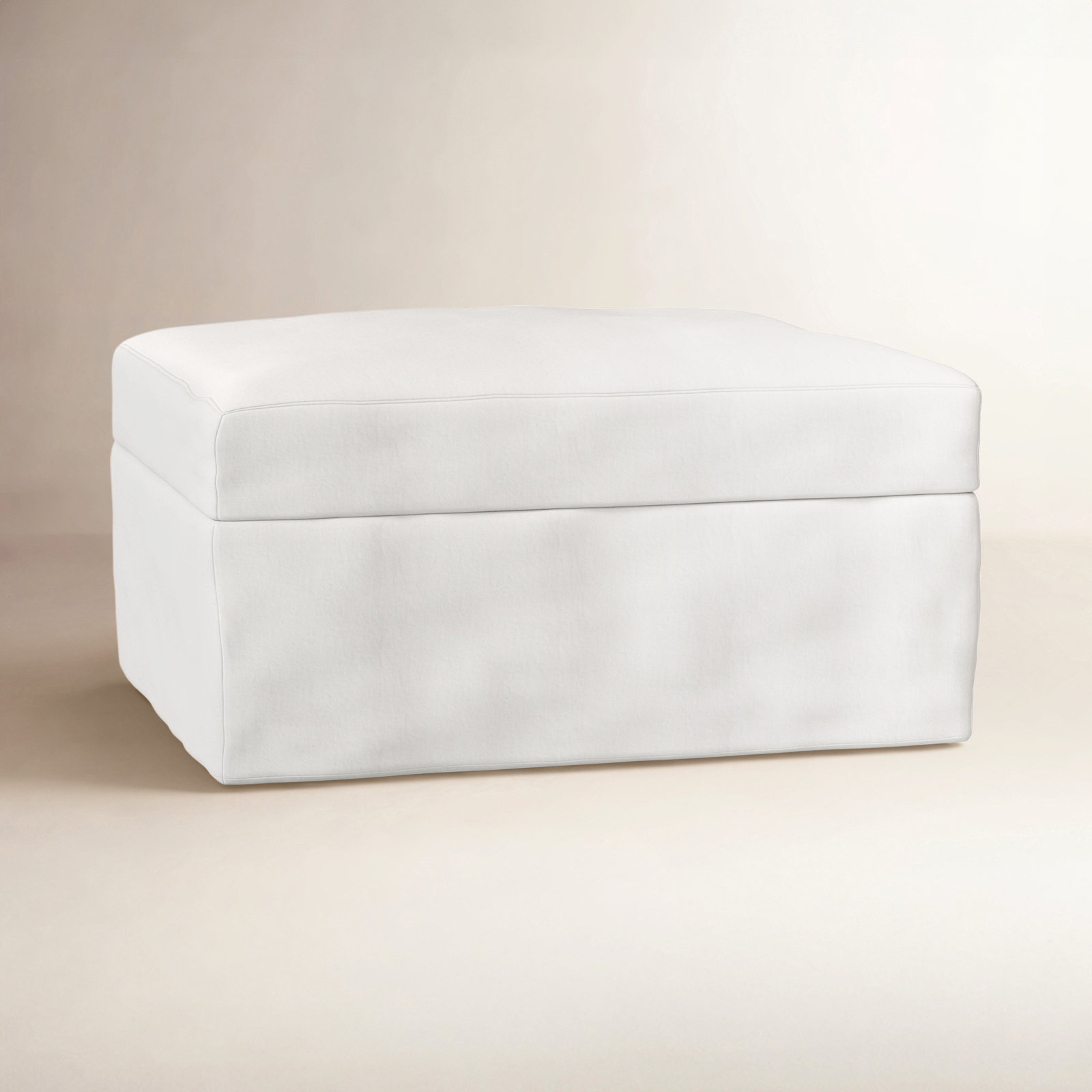 Hartig 38" Ottoman, Classic Bleach White Twill