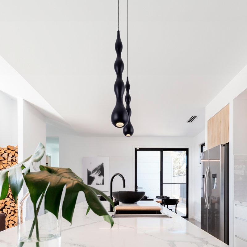 Polaris 1-Light 5" ETL Certified Integrated LED Height Adjustable Cylinder Pendant Bell Light, Black