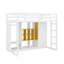 Lit mezzanine simple en bois avec garde-robe, tablettes et armoire-825819621