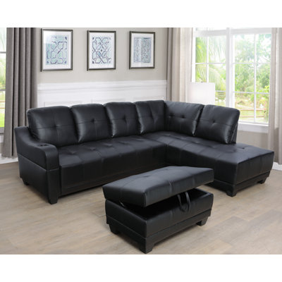 Sheresse Faux Leather L-Shaped Sectional Right Hand Facing