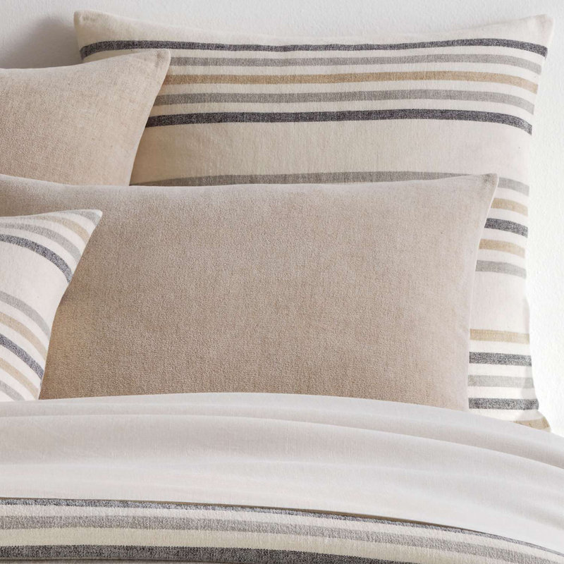 Ellison Stripe Linen Chenille Ivory Sham, Euro