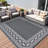 Waterproof Reversible Outdoor Rug 10x14ft – Lightweight Plastic Straw Patio Carpet – Easy Clean, UV Resistant – For Deck, Porch, Balcony, Camping – Grey, USA-1477670521-1477670523