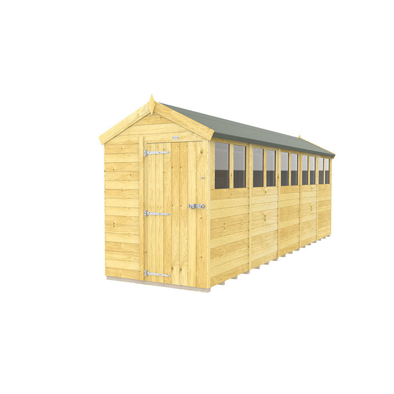 5ft x 20ft Apex Shed - Single Door with Windows