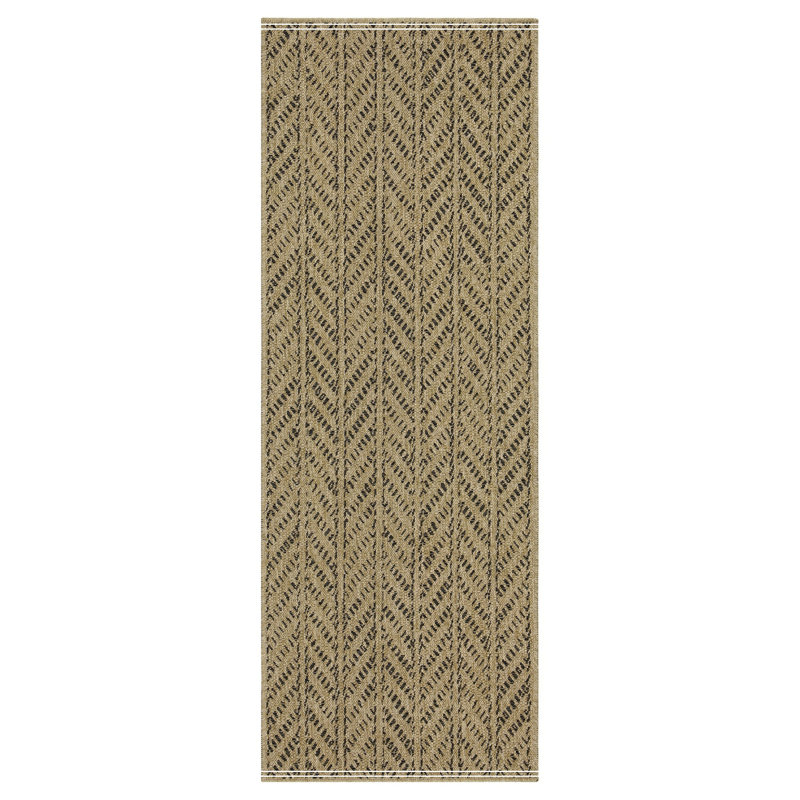 Jute/Black Indoor/Outdoor Area Rug, Runner 2'7" x 7'3"