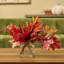 Mixed Fall Brown & Burgundy Red Maple Leaf & Rust Astilbe in Factice Vase Floral Water Illusion Arrangement