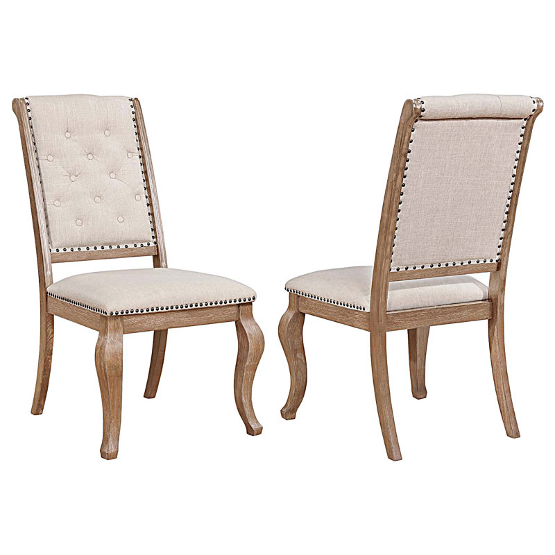 Ensemble de 2 chaises de salle à manger rembourrées à dossier capitonné, À peine brun