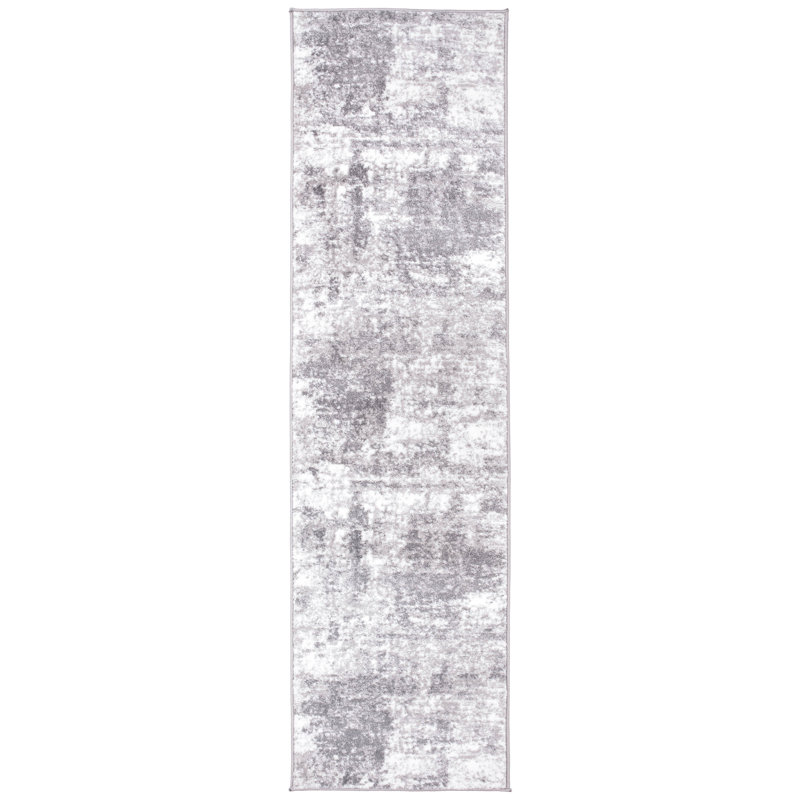 Willington Abstract White/Gray Area Rug, Runner 2' x 7'