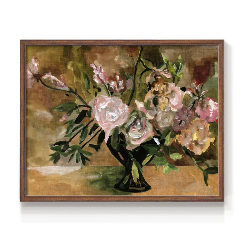 Le Bouquet II - Reproduction encadrée - Restickable, H 8 po x l 10 po, Noyer