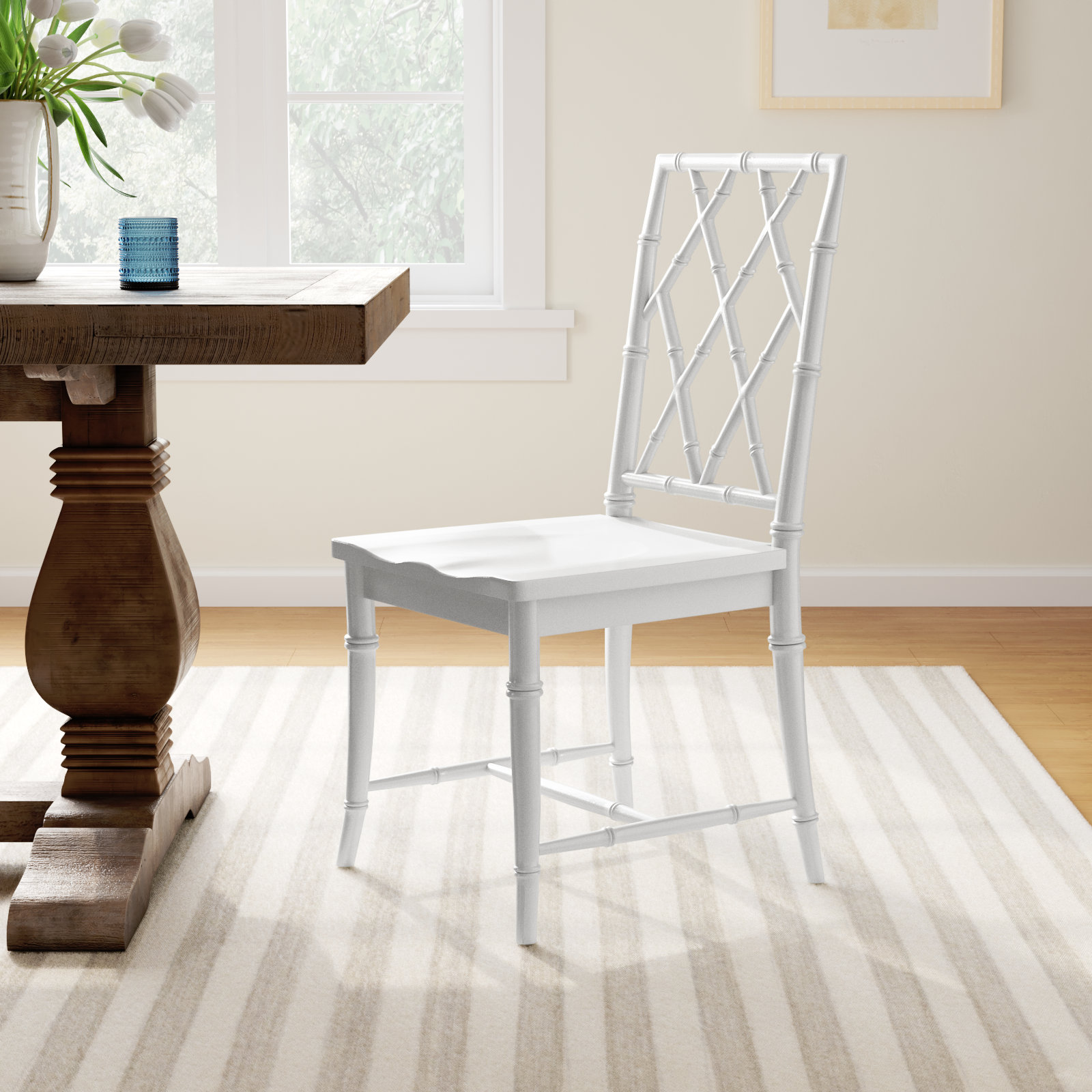 Janae Cross Back Side Chair, White