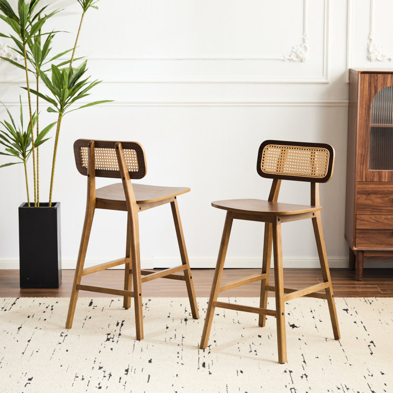 Tabouret de bar d'intérieur en noyer et bois d'hévéa teinté de 2 po, siège incurvé pour le confort du corps, décoré, facile à entretenir