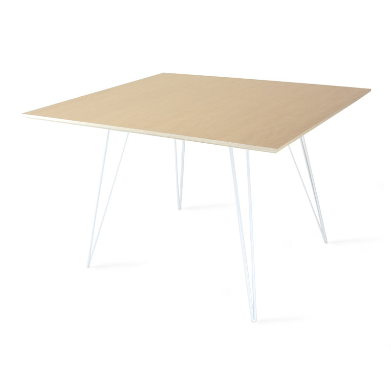 Williams Extendable Walnut Metal Base Dining Table, 30'' H x 54'' L x 46'' W, White, Maple