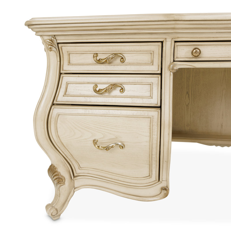 Platine de Royale Solid Wood Executive Desk, Champagne