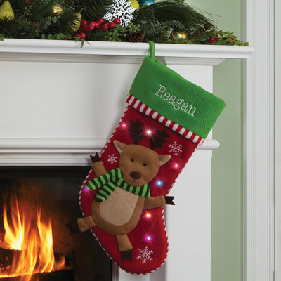 Reindeer LED Personalized Stocking