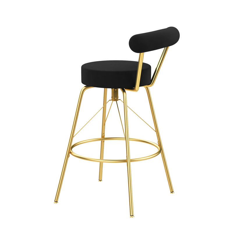 Tabouret pivotant Groton, Tabouret de comptoir (siège d'une hauteur de 24 p, Noir, noir, noir, noir