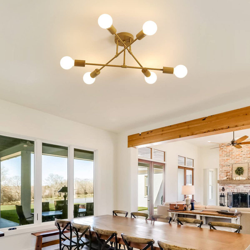 Neppie 6-Lights 60cm Sputnik Semi Flush Mount, Copper