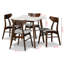 Ensemble de salle à manger 5 pièces en faux marbre et en tissu gris H 29,2 po x l 31,2 po x P 31,15 po Solis