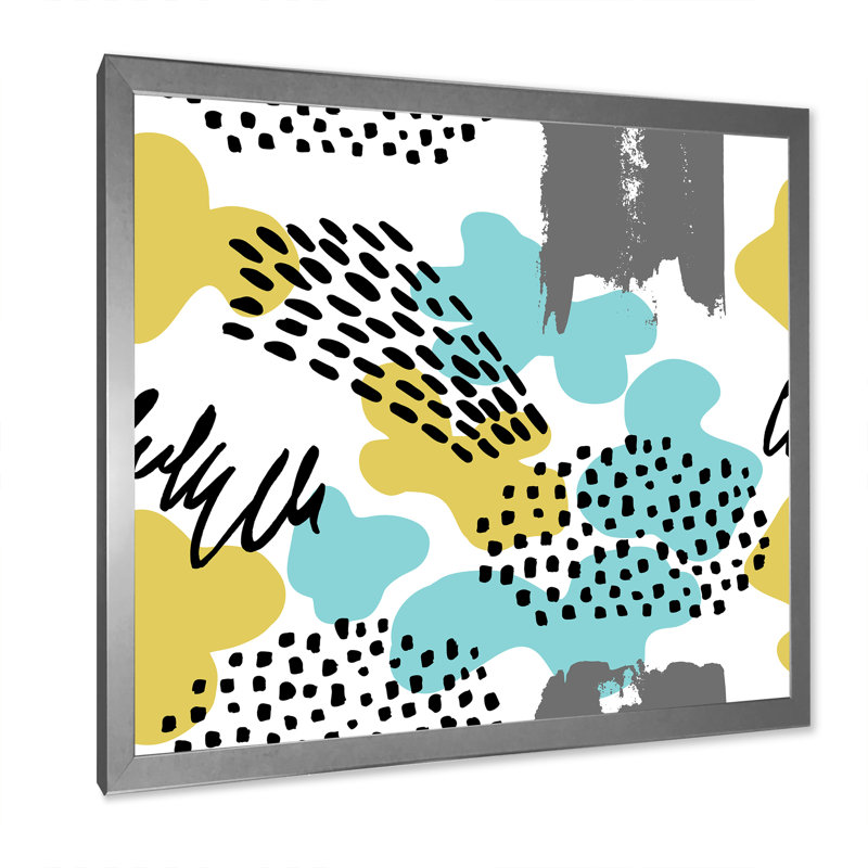 «Blue and Green Retro Polka Dots Clouds», reproduction d'art sur toile moderne, H 30 po x l 30 po x P 1 po