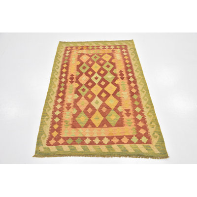 Elland One-of-a-Kind 3'2" X 4'10" New Age Wool Area Rug in Red