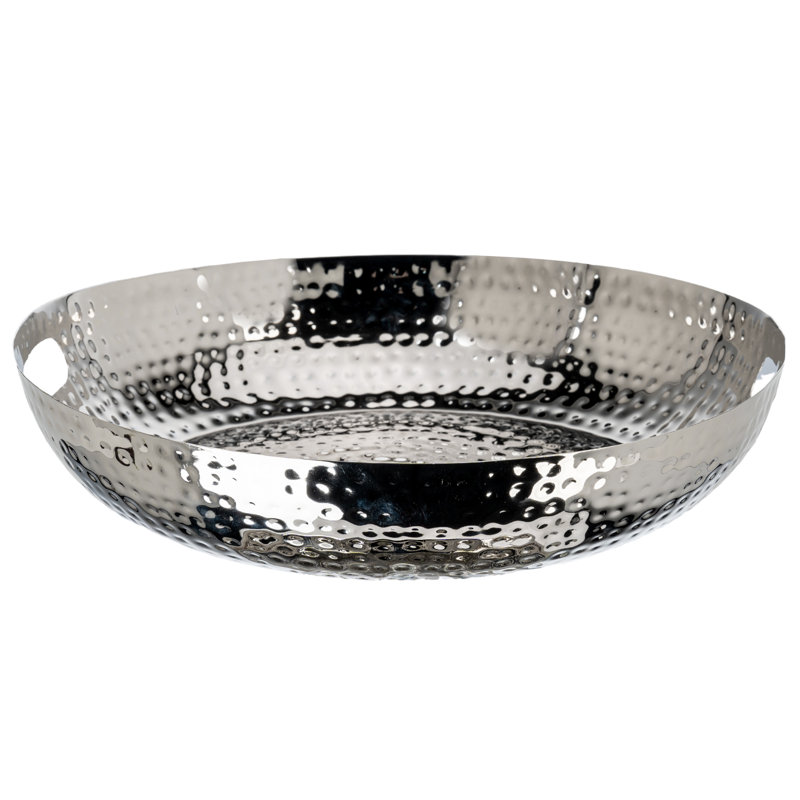 Plateau de bol décoratif en aluminium argenté, plateau de service martelé à la main avec poignées pour centre de table