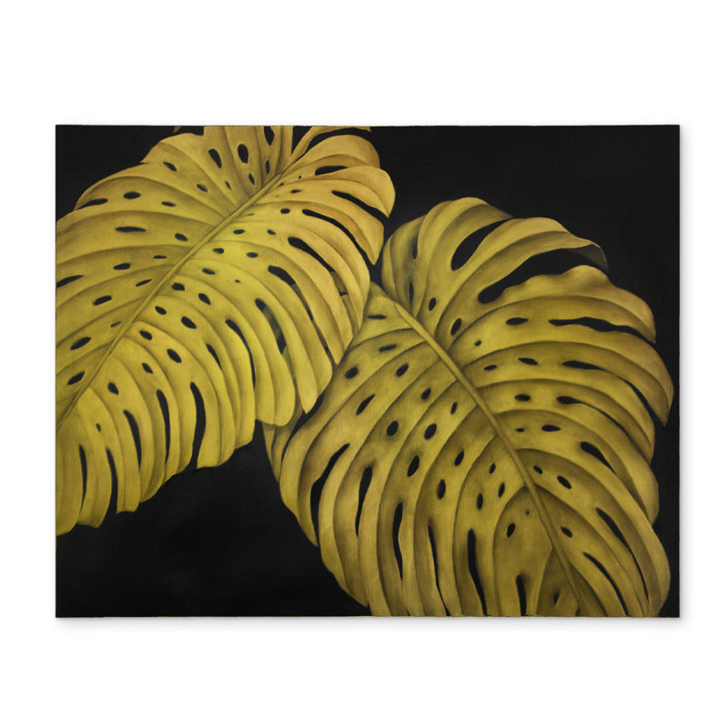 Gold Monstera Yellow Exotic Bedroom Polyester Placemat Decor