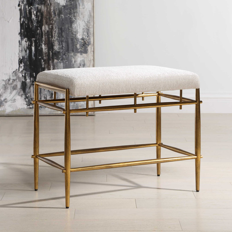 Petit banc en laiton blanc Uttermost Karleen