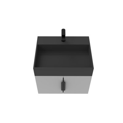 Amazon Wall Mounted Single Bathroom Vanity with Solid Surface Top