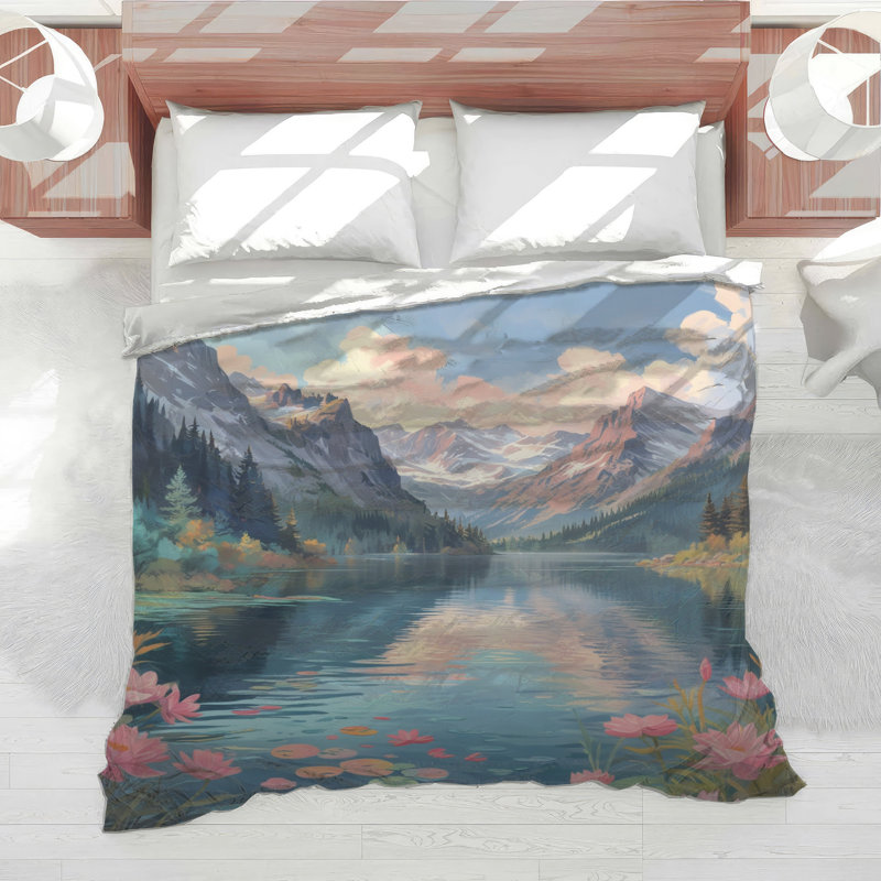 Mountain Lake Landscape Comforter, Queen