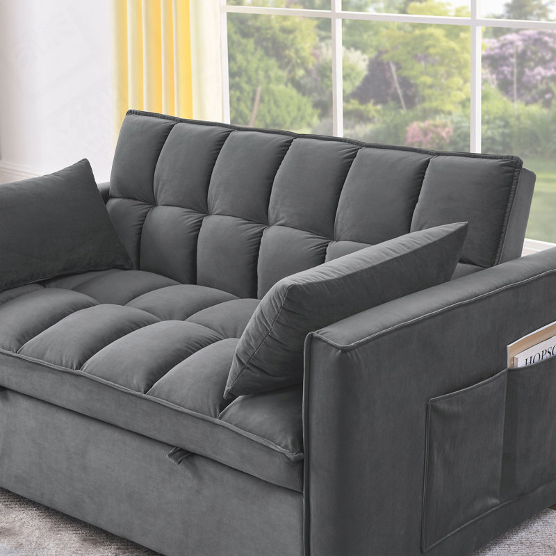 Convertible  Sleeper Sofa with Adjustable Backrest, Gray