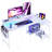 48IN L Shaped Desk with Shelf, LED Light & Power Outlet, Corner Computer Desk for Home Office-480333415-480333413