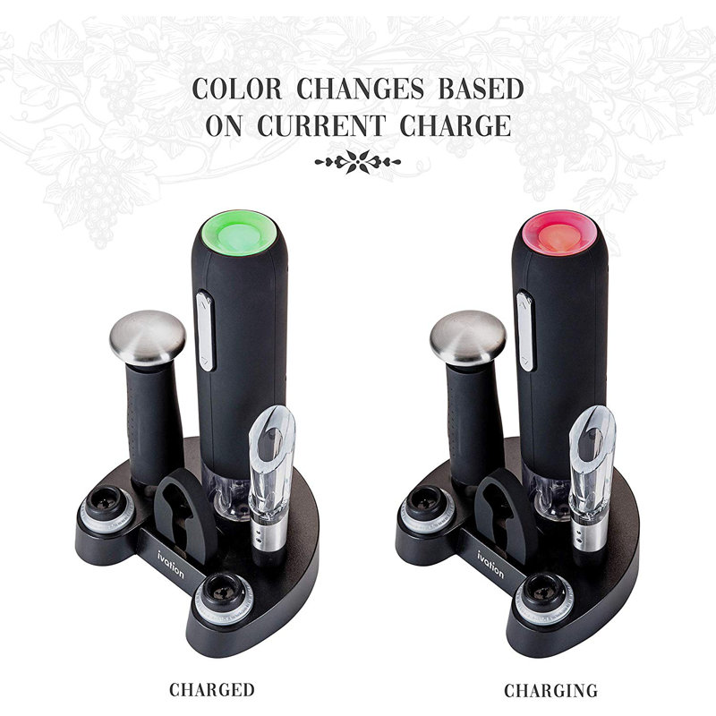 Ivation Black Stainless Steel 7-Piece Electric Wine Opener Set