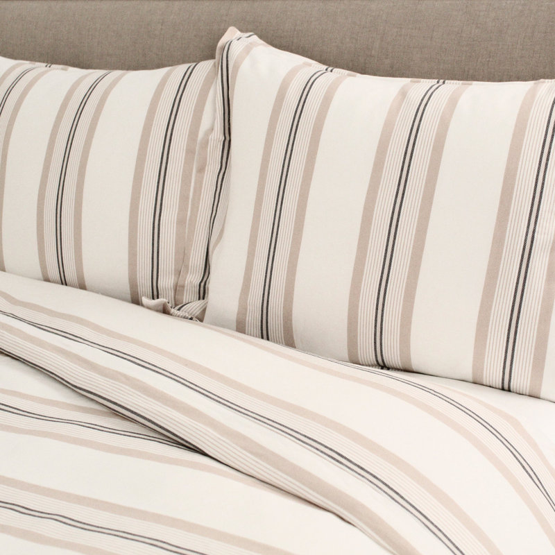 Beach Stripe Duvet Cover Set, Queen Duvet Cover + 2 Standard Shams
