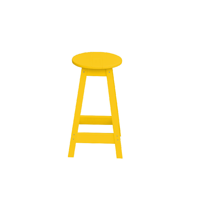  Tabouret de comptoir rond en poly composite, jaune citron, Jaune citron