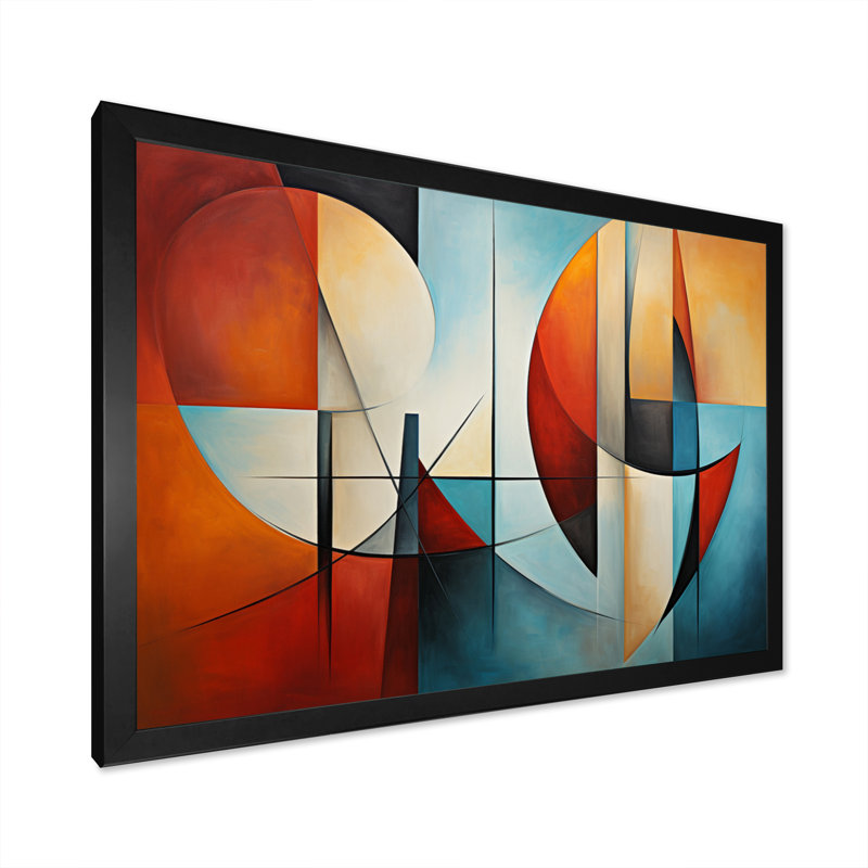 Cubism Geometric Portrait III - Cubism Canvas Art Print, H 16 po x l 32 po x P 1 po, Cadre simple noir