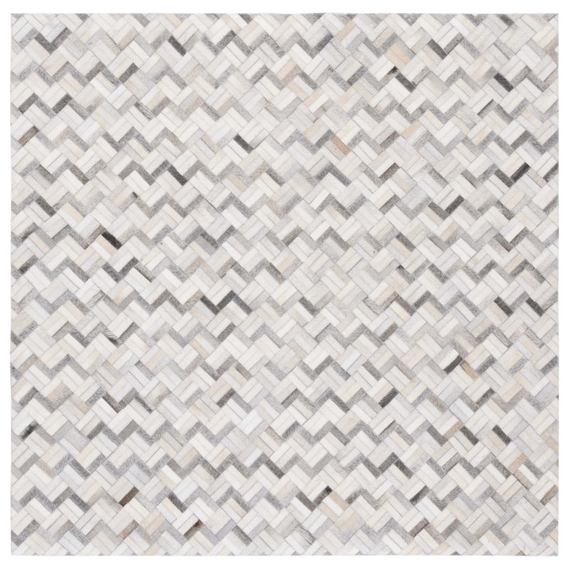 Tapis à chevrons en cuir Studio, Carré 6 pi