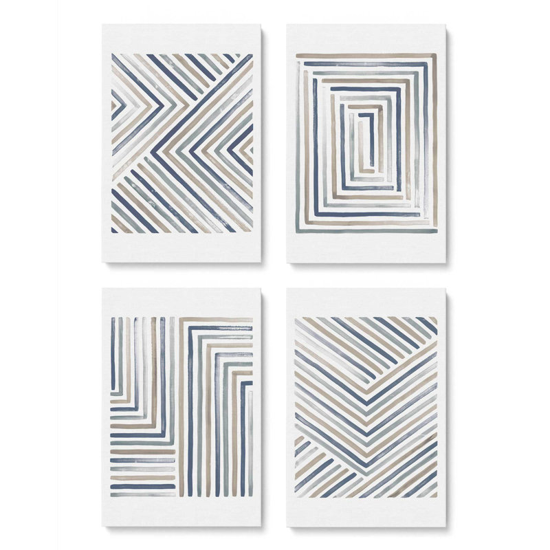 Ensemble de 4 visions linéaires, Toile tendue, H 36 po x l 96 po