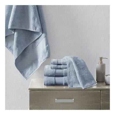 Ensemble de 6 serviettes de bain en coton turc - 600 g/m² à haute absorption, certifié OEKO-TEX, bleu