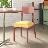 Chaise d'appoint à dossier massif en bois massif noyer foncé