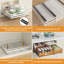 Expandable Pull out Cabinet Organiser Drawers Kitchen Cupboard Storage Pullout Peel and Stick on Pantry Shelf for Bathroom Cabinets, No Drilling Required, Adjustable Sliding Width, White