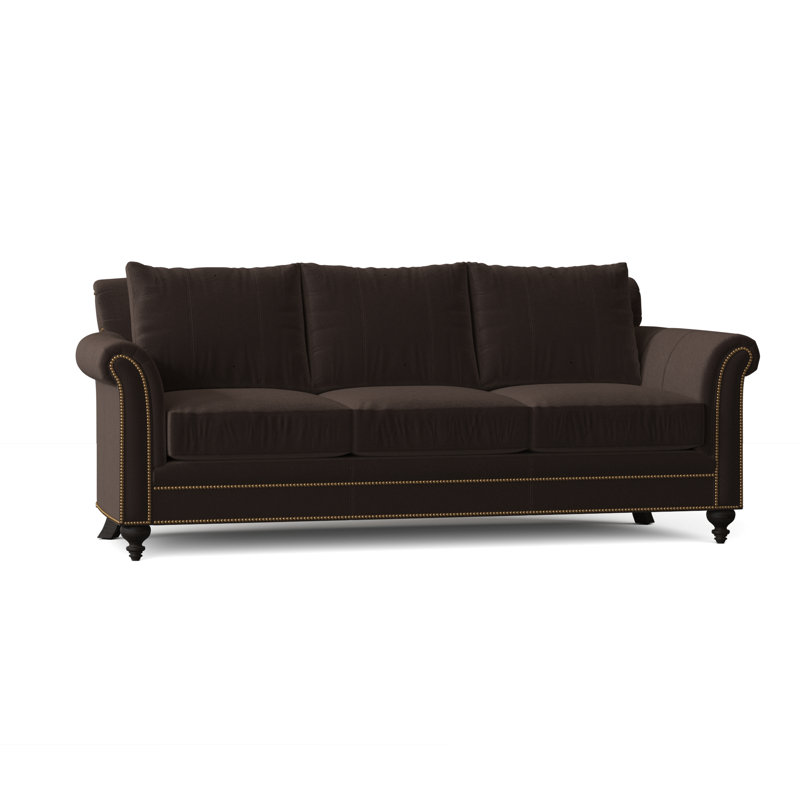 Richardson Sofa, Aline Fumo Genuine Leather, Mahogany, French Natural
