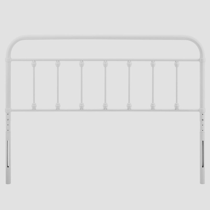 Ellen Classic Metal Headboard, White, Queen